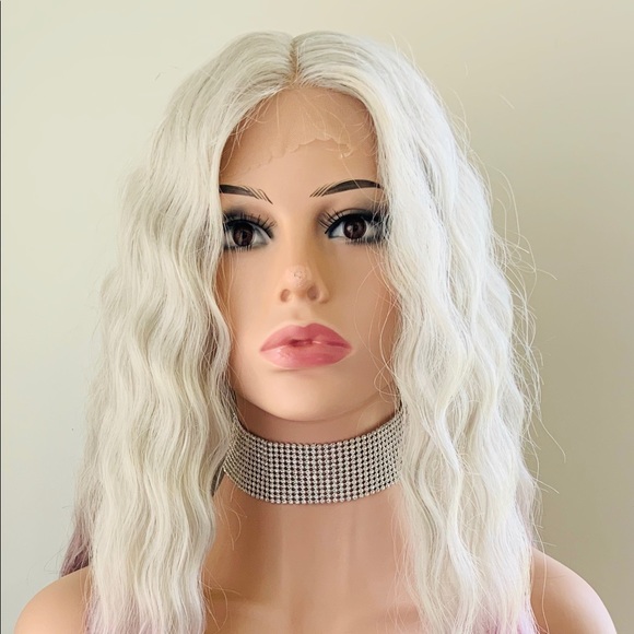 36” White Plum Synthetic Lace Front Wig for Cosplay & Events - Picture 4 of 11